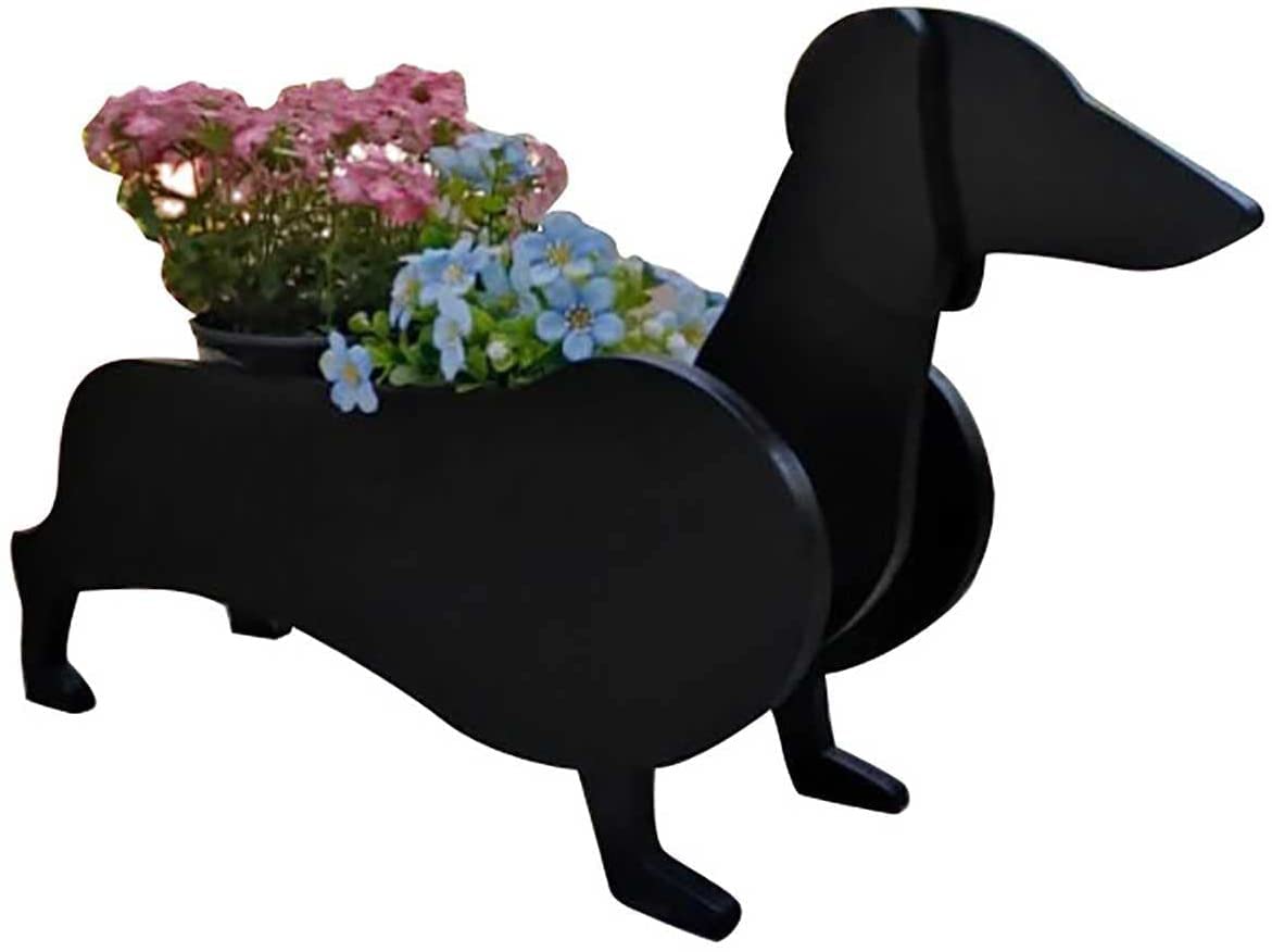 Creative Wooden Planter Stand Indoor Outdoor - Animal Resin Flower Pot Cartoon Dog Shaped Planter for Cactus, Air Plants & Flowers | DIY Garden, Home & Desk Decor - Perfect for Living Room, Patio & Office Spaces