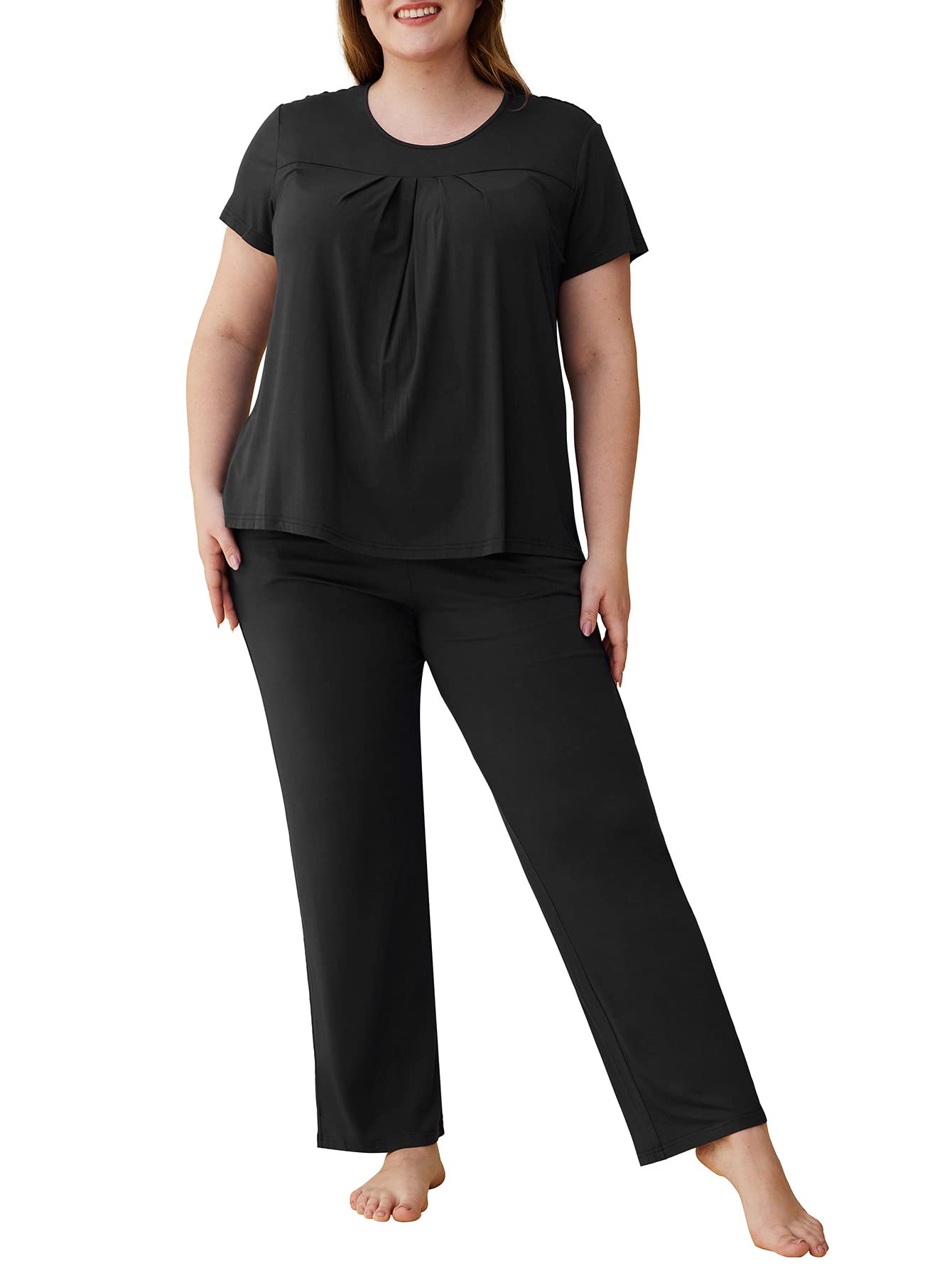 Women's Plus Size Pajama Set - Soft Viscose Sleepwear with Comfortable Tops & Pants | Cozy Lounge Wear for Home, Sleep & Relaxation