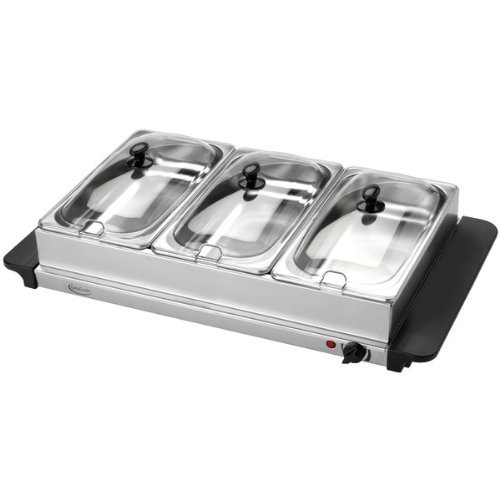 Betty Crocker Buffet Server - 3-Piece Stainless Steel Food Warmer Set with Lid & Base | Electric Buffet Server for Parties, Catering & Home Entertaining | Keep Food Warm for Hours | Perfect for Buffets, Potlucks & Holiday Gatherings