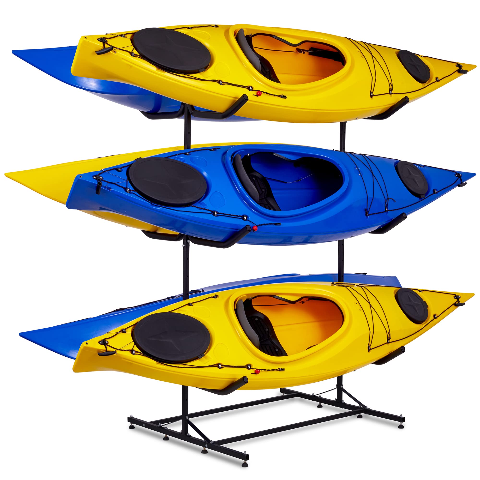 Heavy Duty Kayak Storage Rack for 6 Kayaks, SUPs, Canoes & Paddleboards - Indoor/Outdoor Freestanding Stand for Garage, Shed, Dock or Backyard - Perfect for Kayak Enthusiasts & Water Sports Lovers