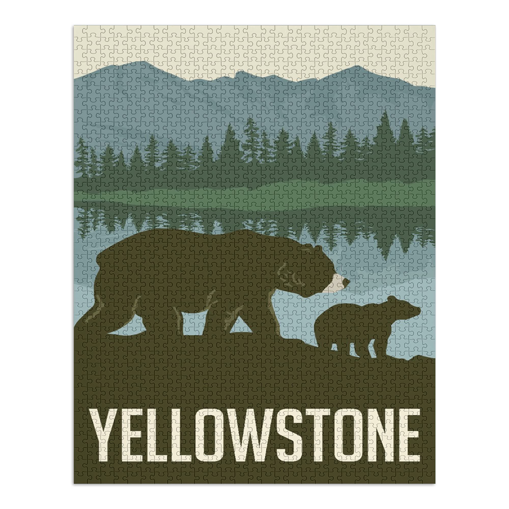 Yellowstone Grizzly Bear and Cub 1000 Piece Jigsaw Puzzle - Premium 19x28.5 Inch Challenging Puzzle for Adults & Family - Made in USA - Perfect for Family Game Nights & Home Decor