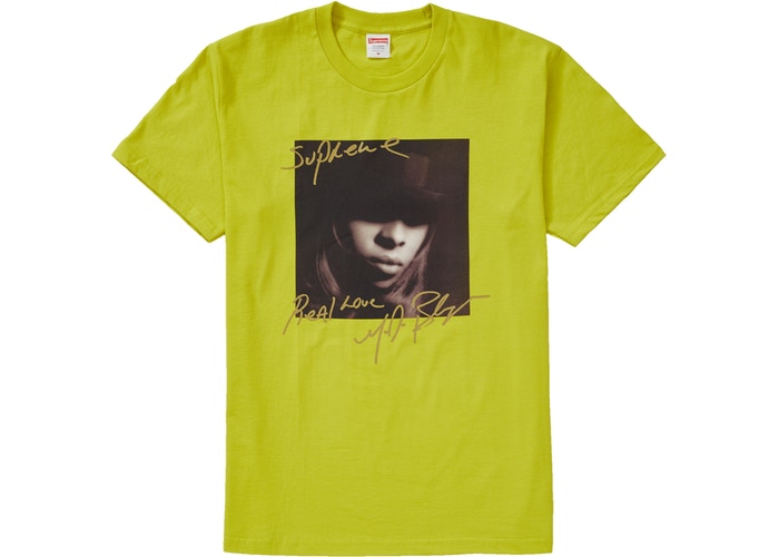 Supreme Mary J. Blige T-Shirt - Official Merchandise - Sulfur Yellow Cotton Tee - Hip Hop Fashion - Streetwear for Concerts & Casual Wear