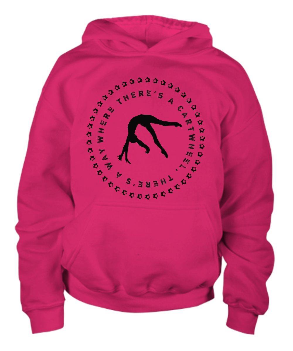 Funny Handstand Cartwheel Youth Hoodie for Girls - XL Pink Gymnastics Apparel - Perfect for Gymnastics Practice, Cheerleading & Casual Wear