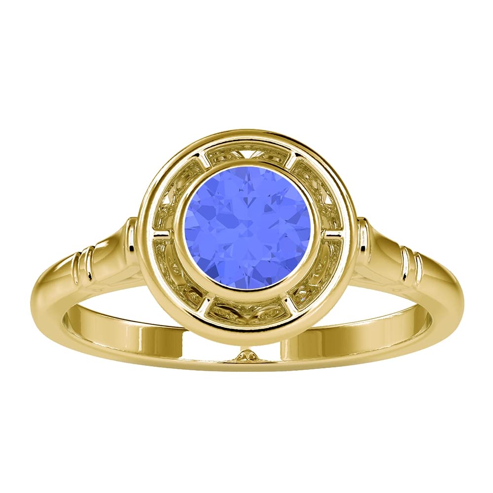 1/2 CT Tanzanite Antique Ring for Women - 5 MM Solitaire Tanzanite Ring in Bezel Setting, 14K Solid Gold - Perfect for Weddings, Anniversaries & Special Occasions