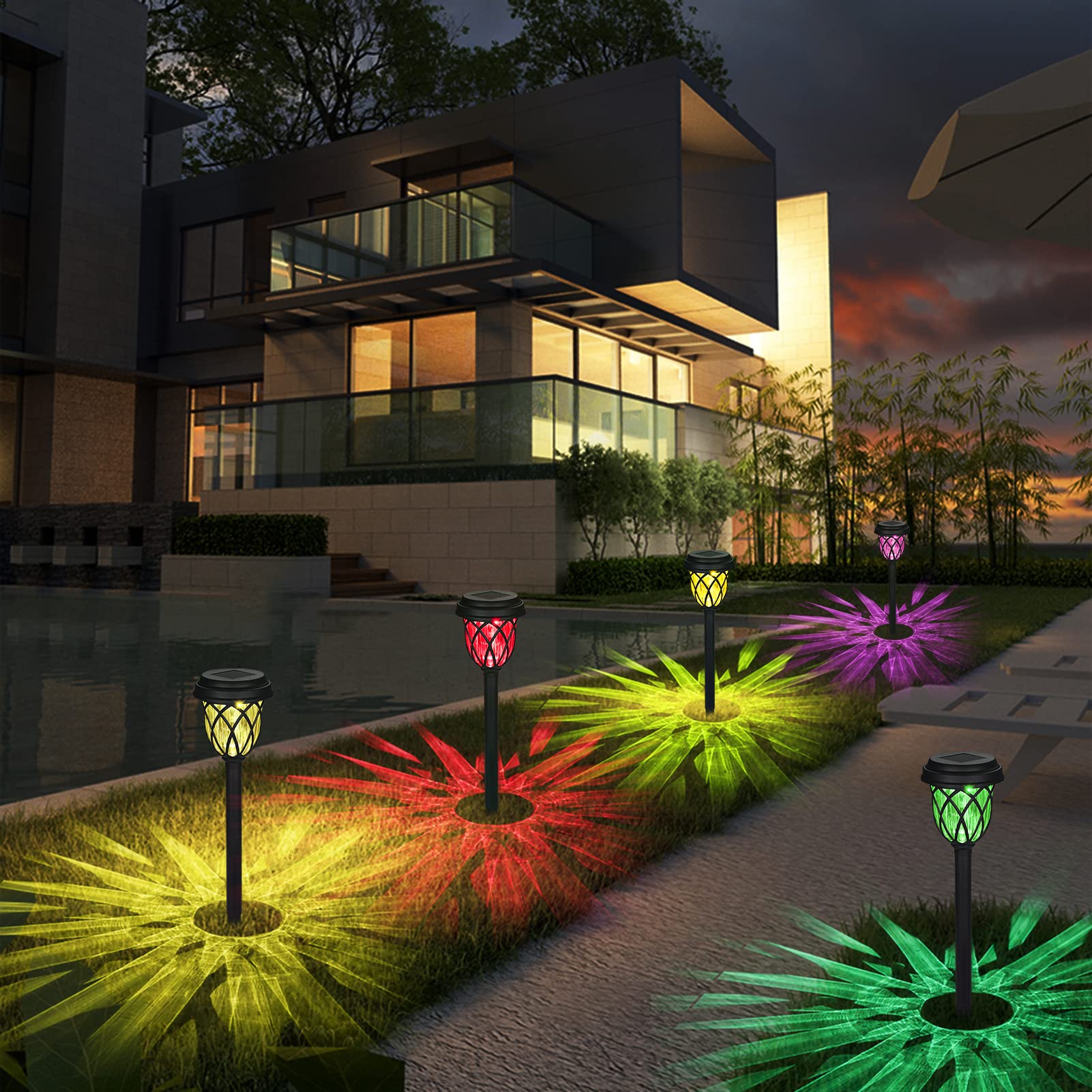 Tomshine Solar Pathway Lights 6 Pack - Waterproof LED Outdoor Solar Lights for Garden Walkway Lawn