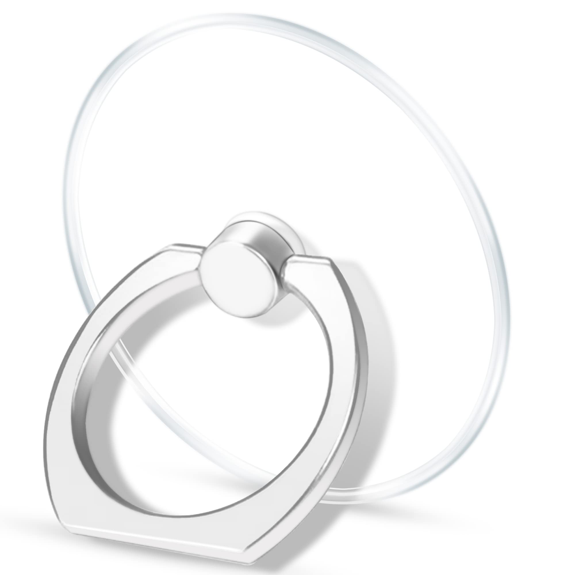 Clear Phone Ring Holder with Kickstand - 360° Rotating Finger Grip Stand for iPhone, Samsung & Tablets (Round, Transparent) - Perfect for Hands-Free Viewing, Gaming & Selfies