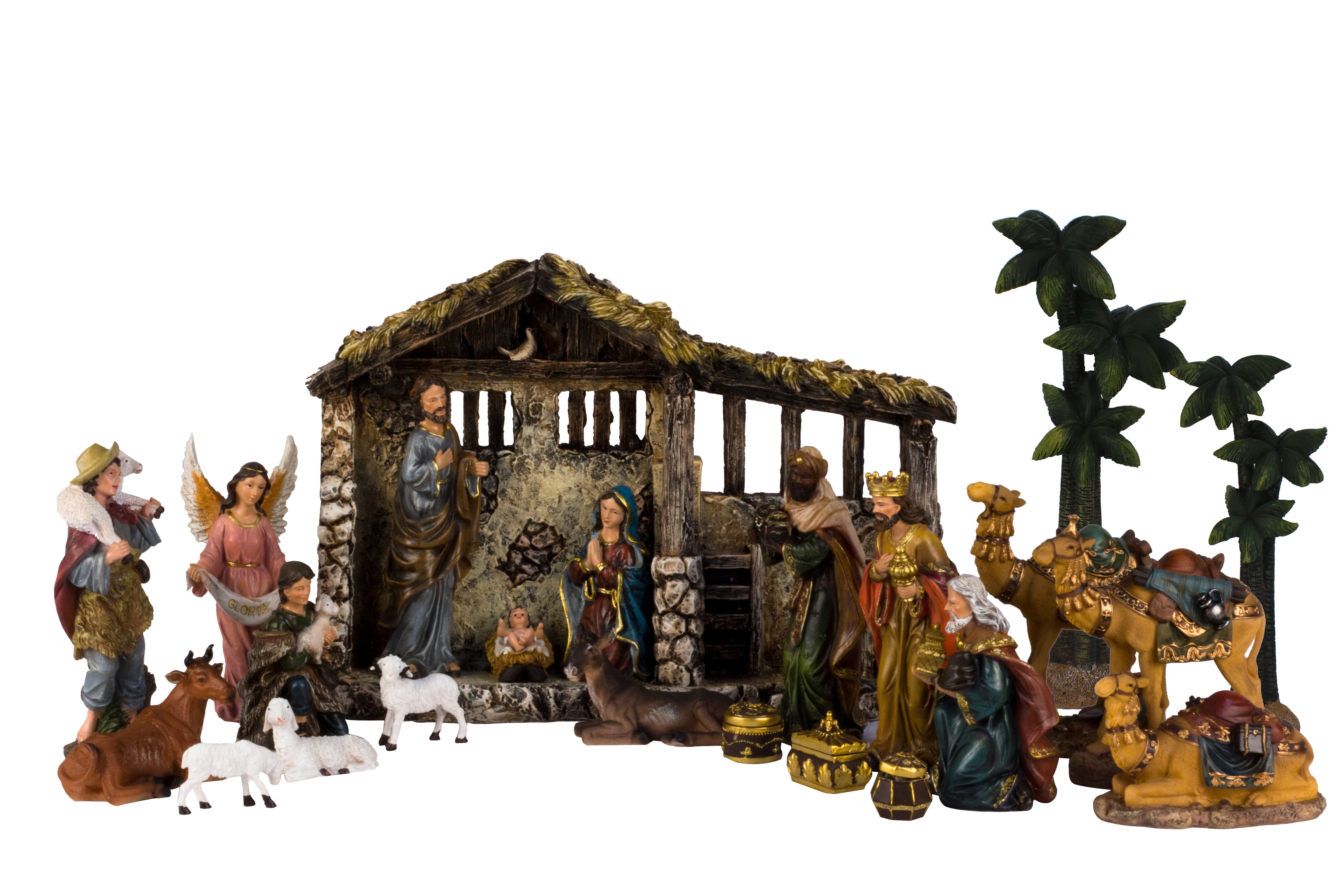24 Piece Lifelike Nativity Set - Handcrafted Christmas Nativity Scene Figurines for Home Decor, Holiday Display & Gift Giving - Perfect for Christmas Tree, Mantel, Tabletop & Church Nativity Displays