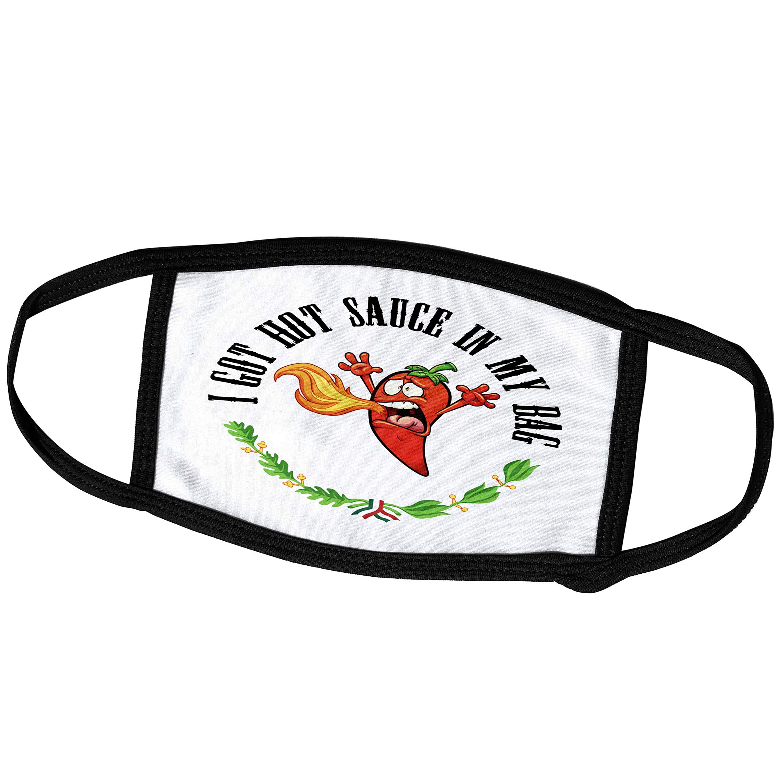 3dRose Funny Hot Pepper Chili 'I Got Hot Sauce in My Bag' Face Covers (fc_261543_3) - Novelty Face Mask for Spicy Food Lovers, BBQ Parties & Hot Sauce Enthusiasts