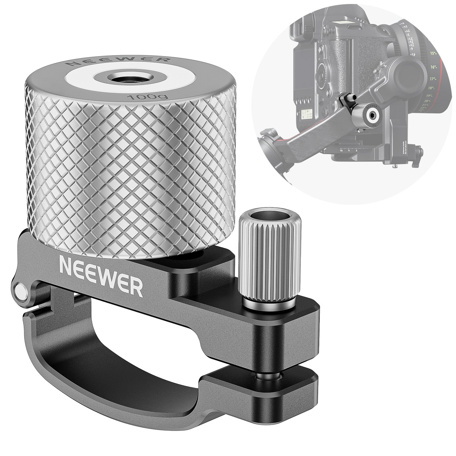 NEEWER GA008 Side Arm 100g Counterweight Clamp for DJI RS 2 Stabilizer - Perfect for Smooth Gimbal Balancing in Videography & Film Production