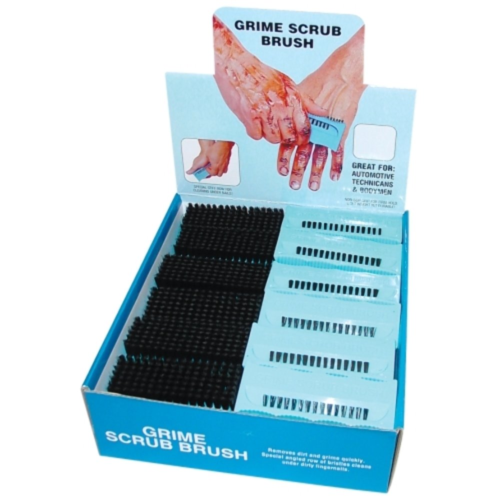 24-Piece Grime Scrub Brush Set with Display Stand - Heavy Duty Cleaning Brushes for Kitchen, Bathroom, Tile & Grout - Commercial & Home Use