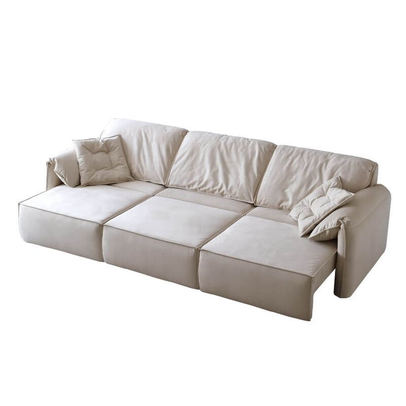Minimalist White Convertible 3-Seater Sofa Bed - Modern Solid Color Sleeper Couch for Small Spaces, Living Room & Guest Room
