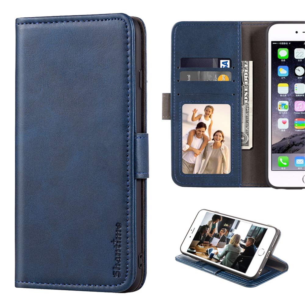 Premium Leather Wallet Case for LG K10 (2016) - Magnetic Flip Cover with Cash & Card Slots & Soft TPU Back - Blue | Perfect for Business, Travel & Everyday Protection