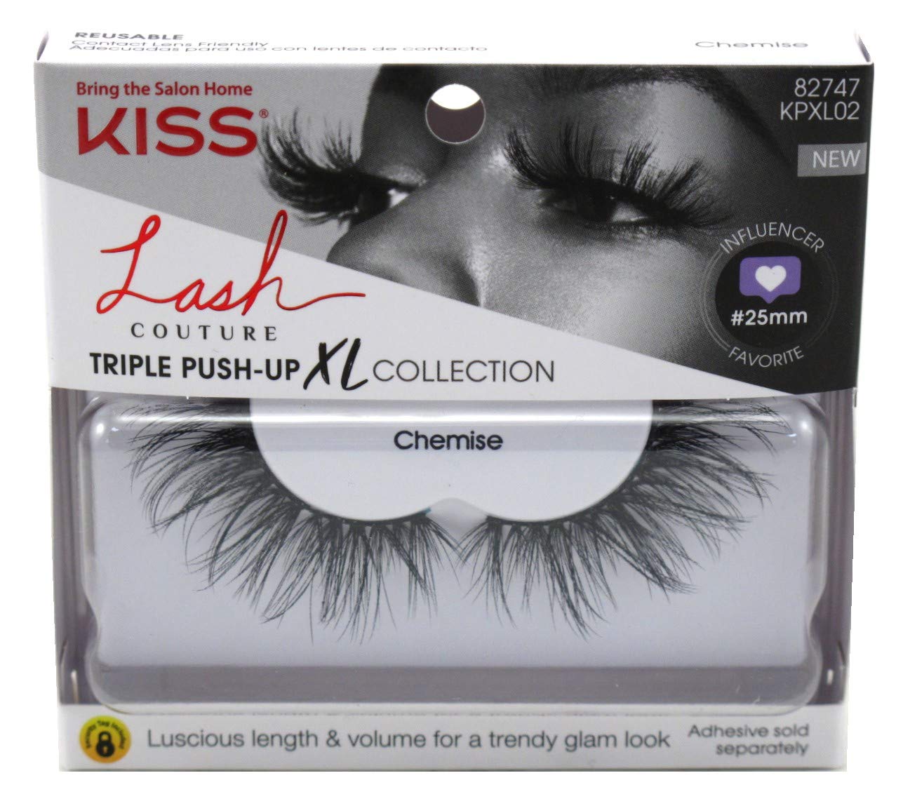 Kiss Lash Couture Triple Push-Up XL False Eyelashes (Pack of 6) - Dramatic Volume & Length for Parties, Weddings & Special Occasions