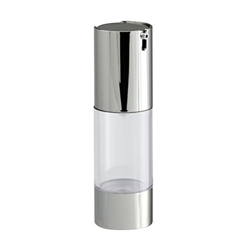 OSALADI 30ml Transparent Silver Airless Pump Bottle - Press Cream Jar, Emulsion & Lotion Dispenser - Leak-Proof Cosmetic Container for Skincare, Makeup & Travel Essentials