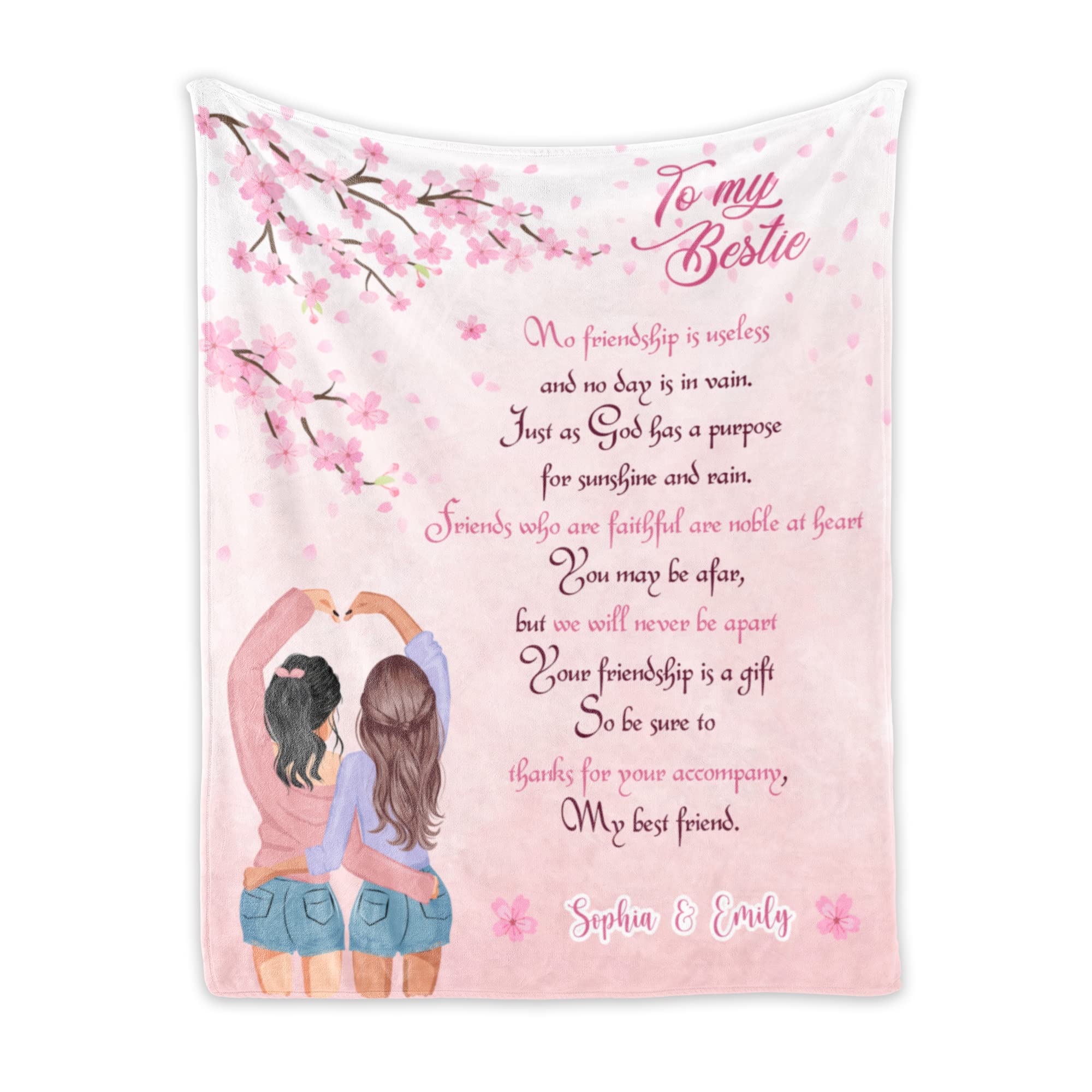 Personalized Best Friend Blanket with Names & Hairstyles - Custom Throw Blanket for Women, Unique Friendship Gift for BFF, Sister & Bestie - Perfect for Birthdays, Anniversaries & Cozy Nights