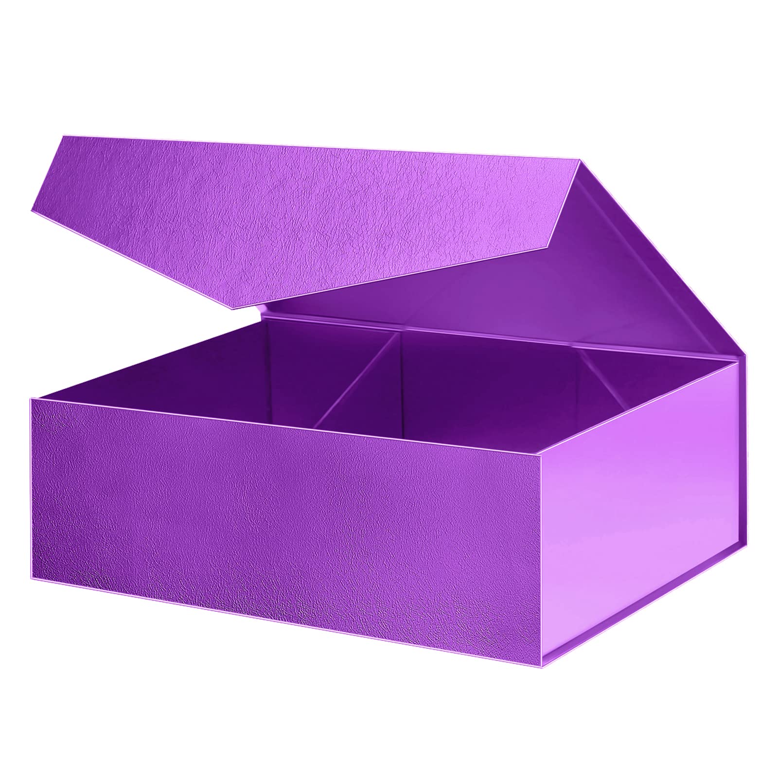 JINGUAN 11.5x8.1x3.8 Inches Large Gift Box with Lid - Elegant Purple Magnetic Bridesmaid Proposal Box (Glossy Finish with Grass Texture) | Perfect for Wedding Party Favors, Birthday Gifts & Special Occasion Packaging
