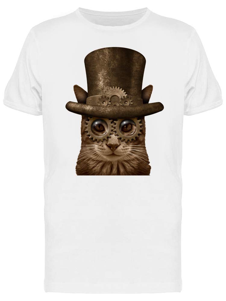 Steampunk Cat T-Shirt for Men | Vintage Graphic Tee | Cool Casual Wear for Outings & Cosplay