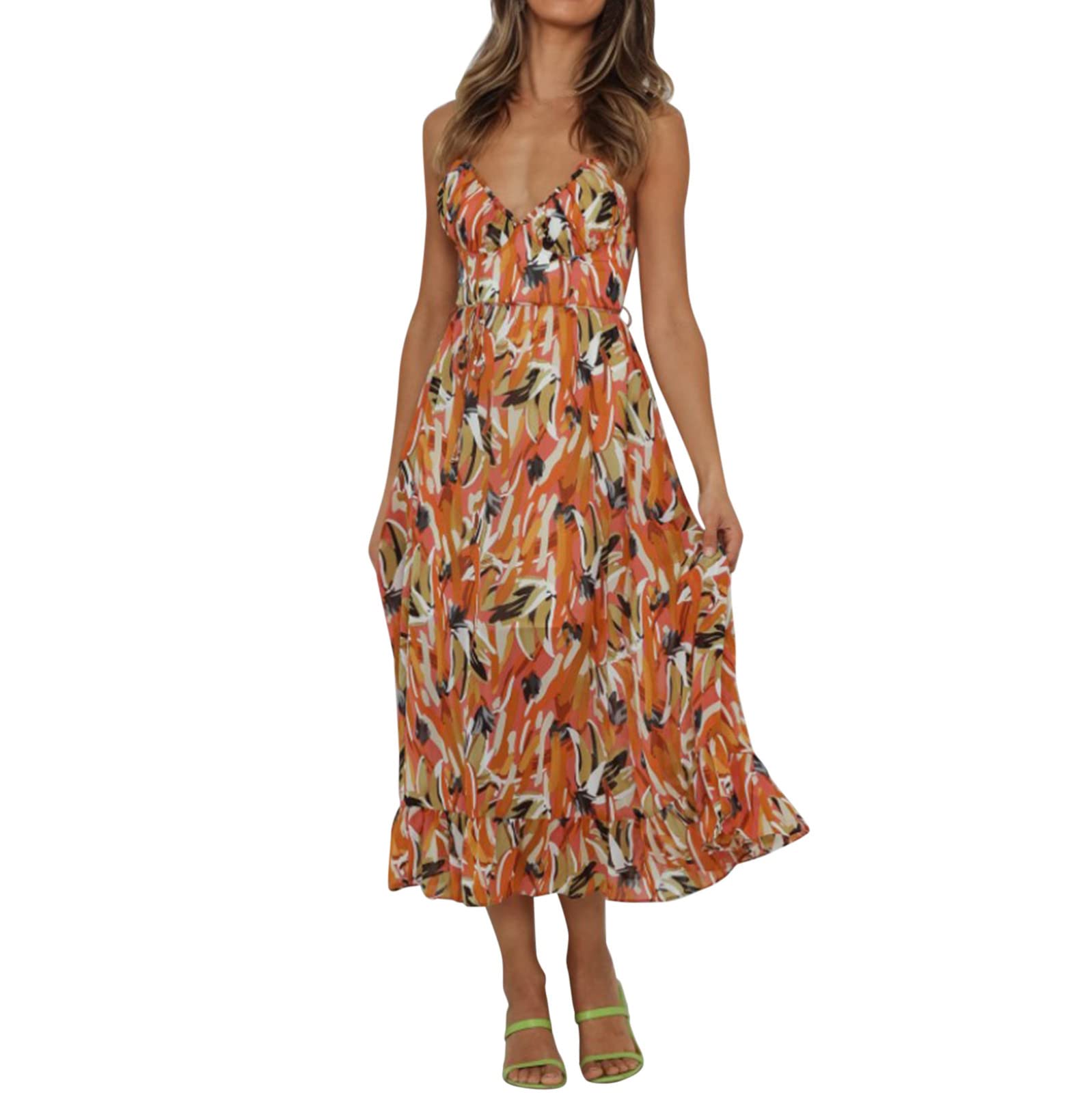 Women's Black and Red Floral Boho Summer Dress - Spaghetti Strap Prom Dress for Beach Party & Evening Events | Black and Blue Color Options
