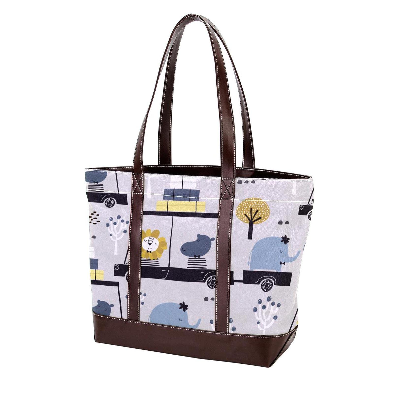 Blooming Roses & Butterflies Tote Bag for Women - Large Leather Canvas Shoulder Bag, Top Handle Satchel Purse for Work, Travel & Shopping