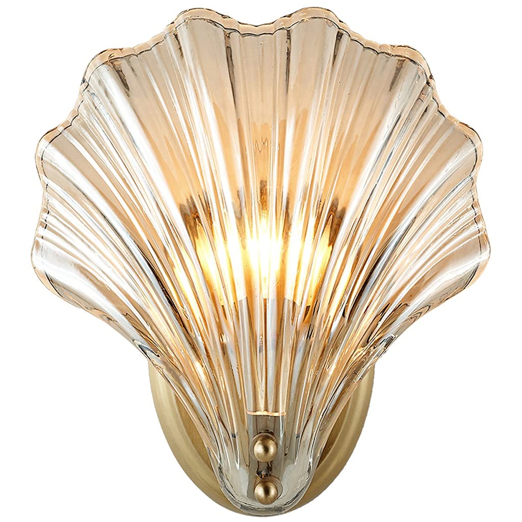 Modern Minimalist Wall Sconce Lighting - American Shell Copper Wall Lamp for Living Room & Bedroom - Creative Decorative Wall Light Fixtures for Bedside, Hallway, and Dining Room Ambiance