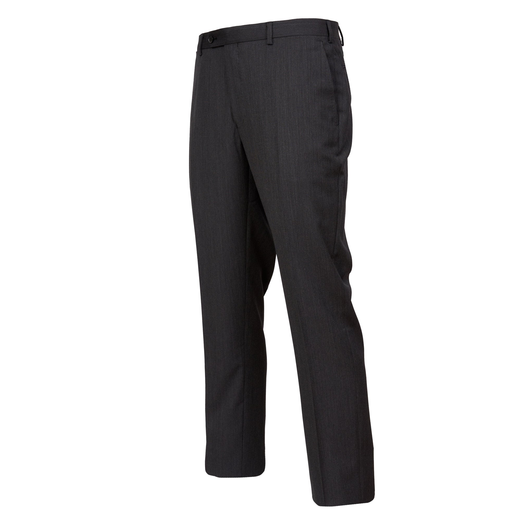 HENRY SARTORIAL Men's Slim Fit Flat Front Wool Dress Pants - Charcoal Gray Twill Trousers for Business Casual & Office Wear