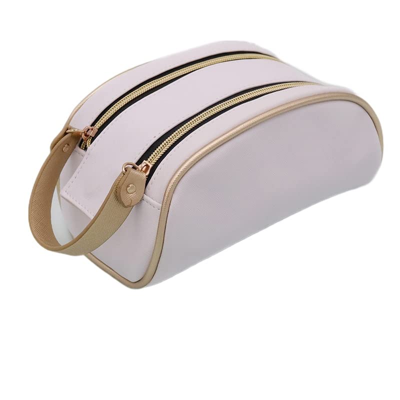 Waterproof Travel Makeup Bag for Women - Portable Cosmetic Organizer with Zipper, Toiletry Pouch for Essentials Storage (Beige) | Perfect for Vacation, Gym & Daily Use