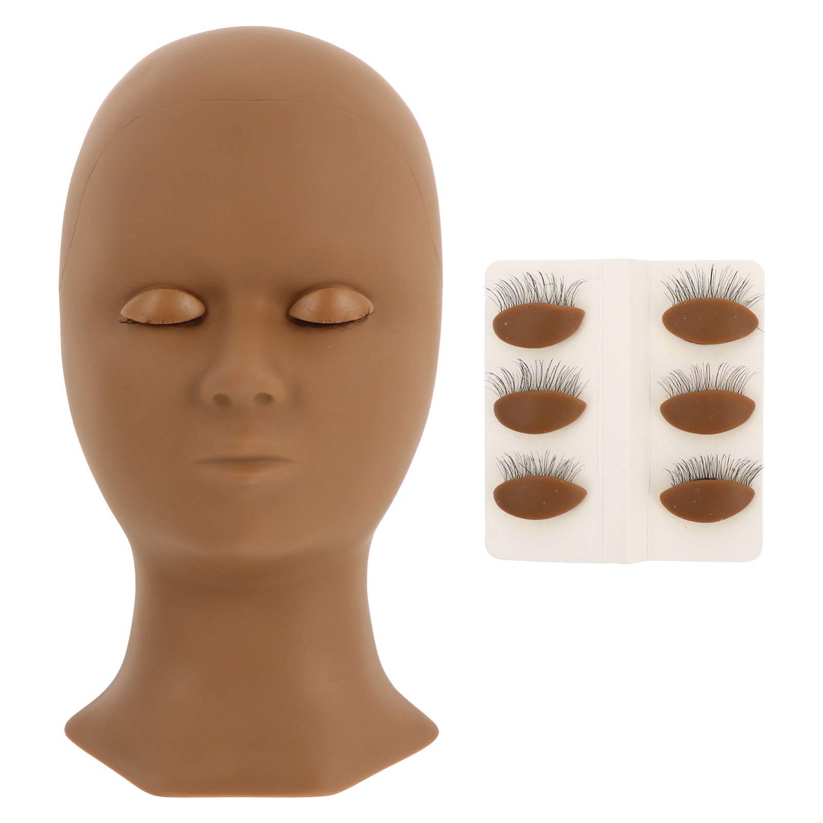 Professional Eyelash Mannequin Head with 4 Pairs of Eyelids - Lash Extension Training Kit for Makeup Practice & Eyelash Technician Students (Black) - Perfect for Salon Practice, Beauty School & Home Use
