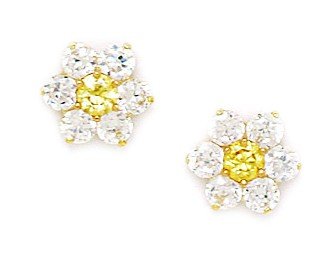 14K Gold November Birthstone CZ Flower Earrings for Women - Elegant Gift