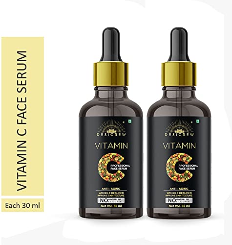 Professional Vitamin C & E Face Serum for Brighter, Healthier Skin - Extra Whitening, Pack of 2 (60ml) | Daily Skincare, Anti-Aging & Glow Boost