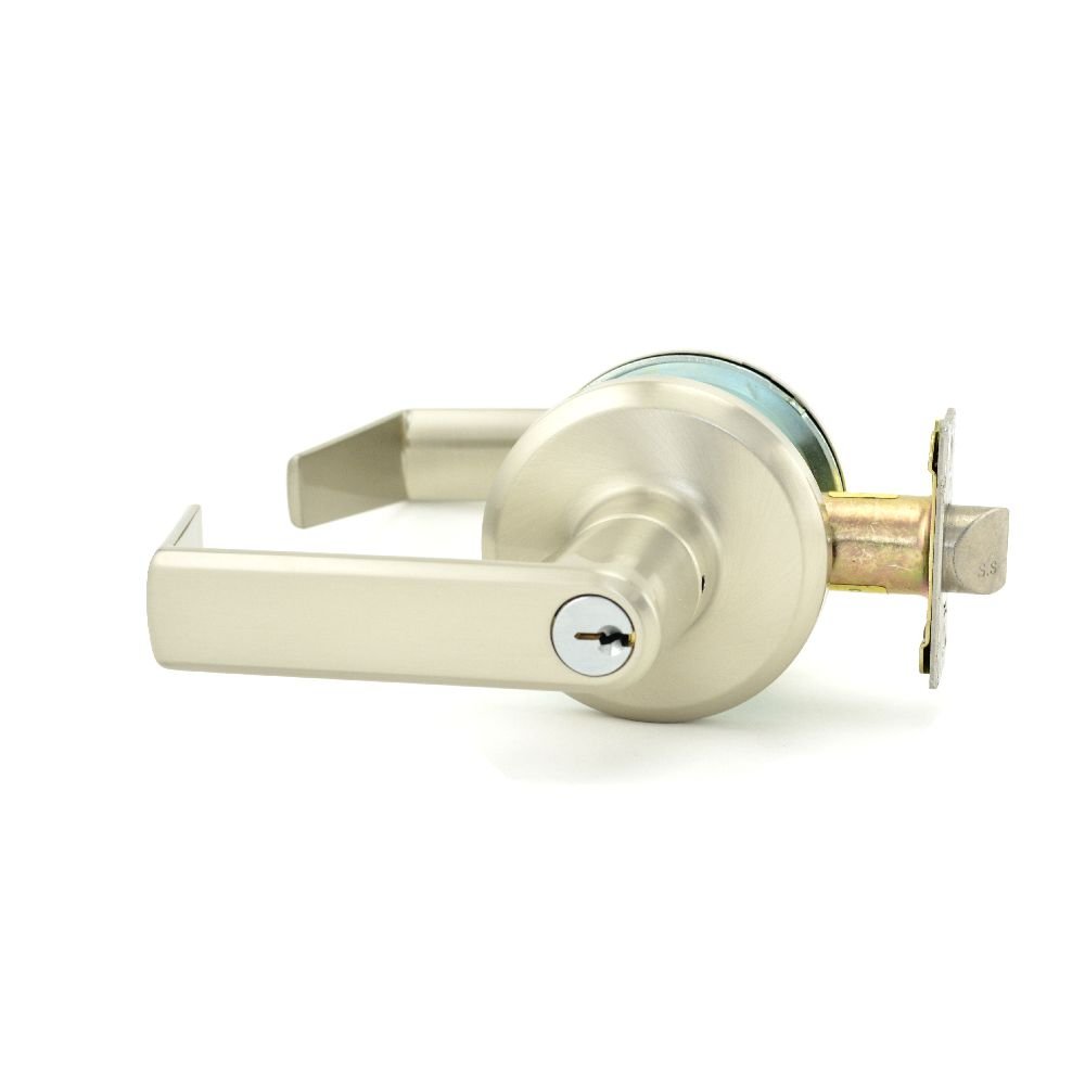 Stanley QTL200 Commercial Entry Leverset - Durable Office Door Handle with Sierra Style & Satin Nickel Finish for Business Security & Professional Spaces