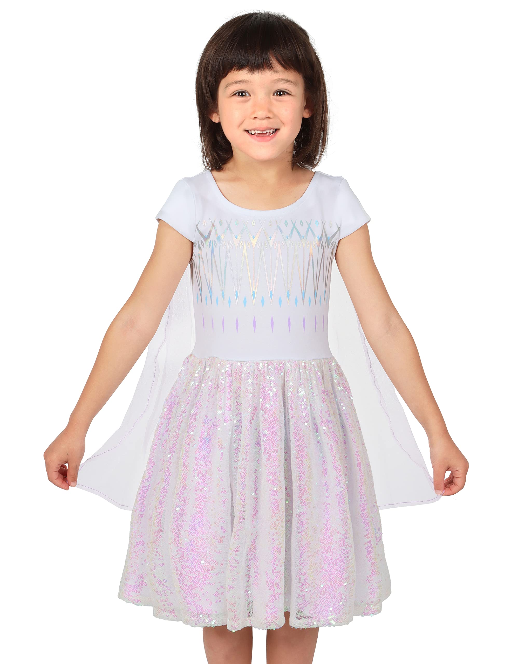 Disney Frozen Elsa & Anna Ballerina Tutu Dress with Removable Cape for Girls Age 7-8 | Princess Costume for Birthday Parties, Halloween & Dress-Up Play