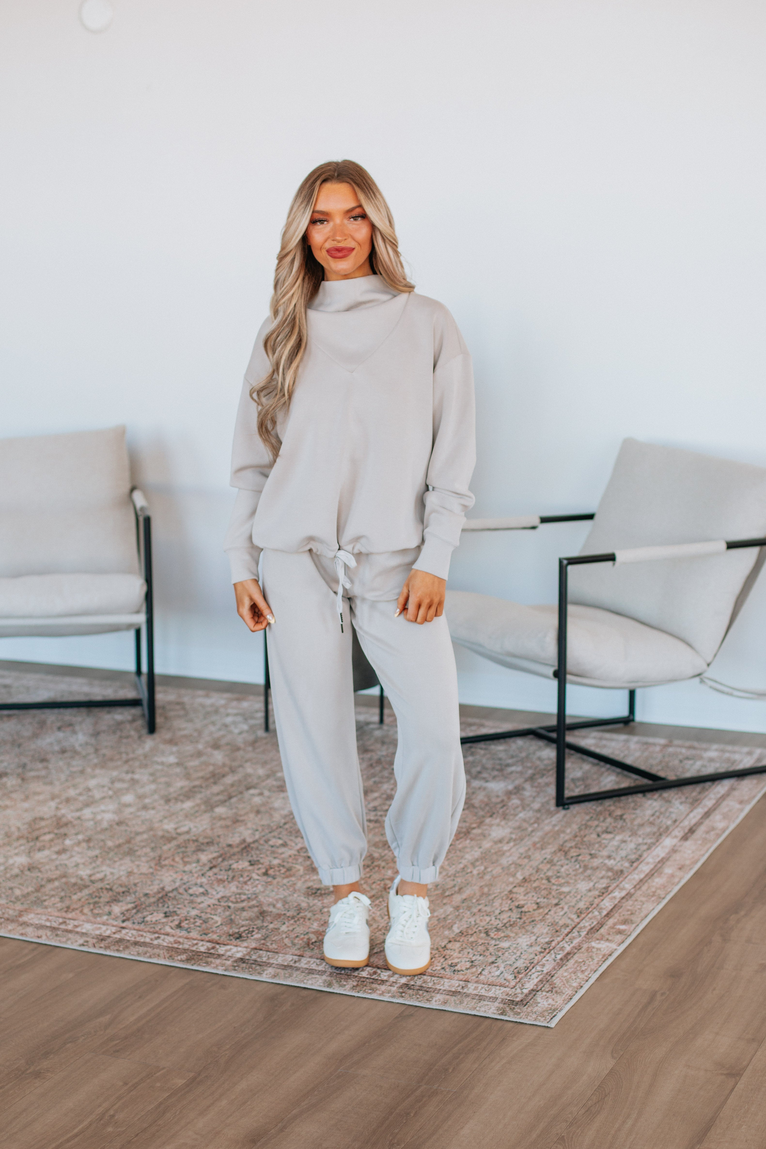 Teleri Lounge Joggers for Women - Soft Stone Gray Cotton Pants - Perfect for Yoga, Running, Travel & Home Relaxation