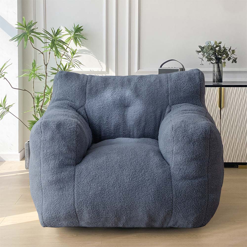 MAXYOYO Sherpa Bean Bag Chair - Boucle Tufted Bean Bag Sofa for Living Room, Bedroom & Game Room - Soft Lounge Chair for Adults & Kids in Dusty Blue - Perfect for Relaxing, Reading & Movie Nights
