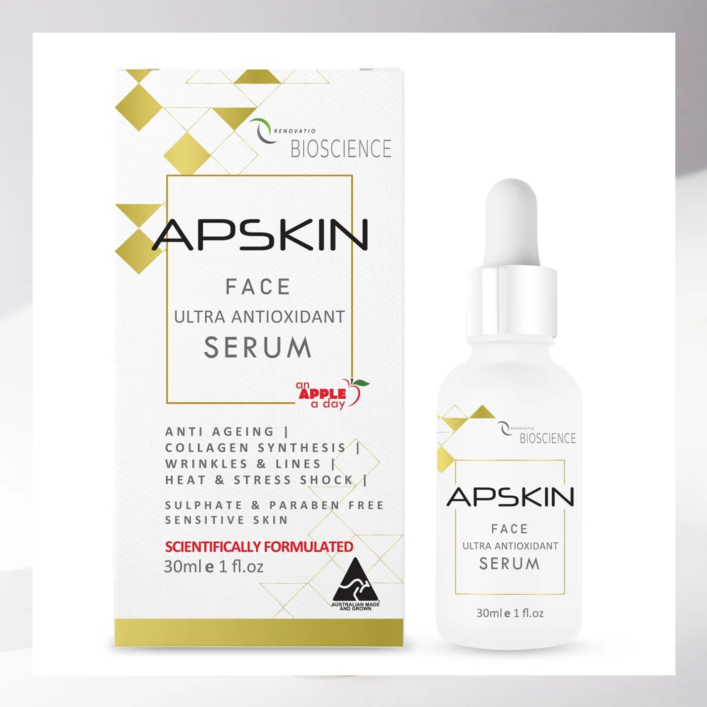 APSKIN Ultra Antioxidant Face Serum - Vitamin C & Hyaluronic Acid Anti-Aging Facial Treatment for Glowing Skin | Day & Night Moisturizer for Women & Men | Perfect for Dry, Sensitive & Acne-Prone Skin