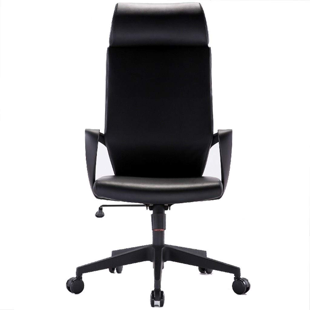 Ergonomic Office Chair - Adjustable Swivel Computer Desk Chair with Lumbar Support, PU Cushion & Lift Function - Black Executive Chair for Home Office, Gaming, Study & Work (49x49x125cm)