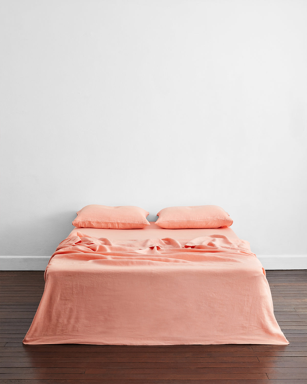 100% French Flax Linen Flat Sheet - Queen Size Peach Bed Sheet Set | Soft Breathable Bedding for Summer & All Seasons | Perfect for Guest Rooms, Vacation Homes & Dorm Rooms