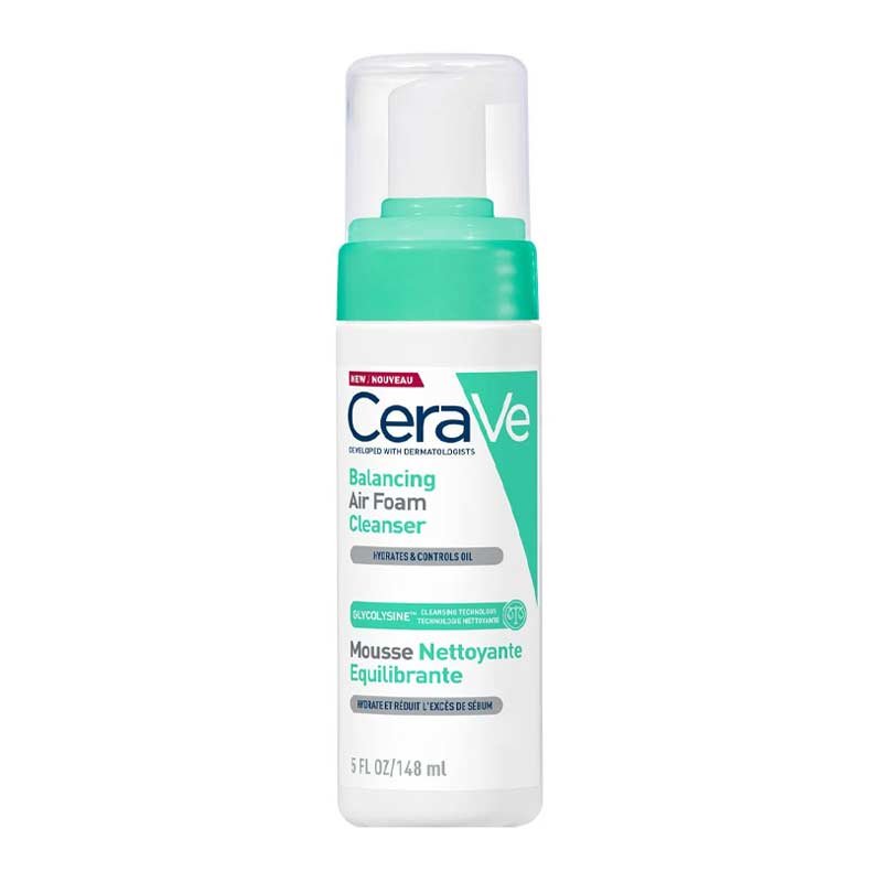 CeraVe Balancing Air Foam Facial Cleanser for Oily & Combination Skin - Gentle Foaming Face Wash with Hyaluronic Acid & Ceramides - Perfect for Daily Skincare Routine & Travel