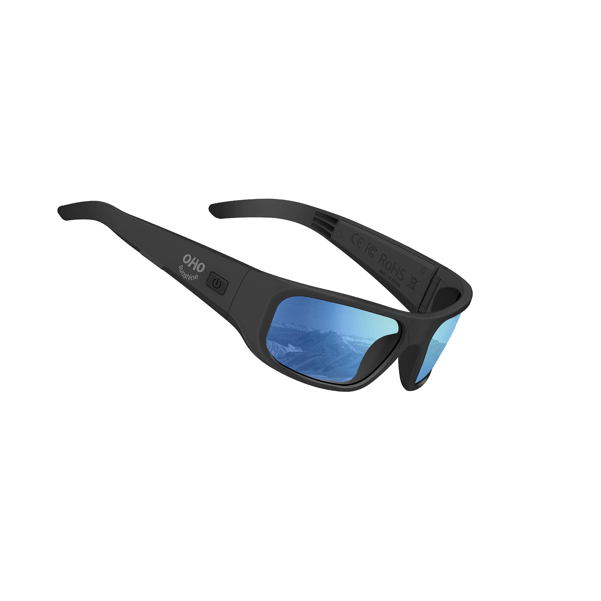 OhO Bluetooth Sunglasses with Voice Control - Open Ear Smart Glasses for Music & Calls, Volume Adjustable, IP44 Waterproof - Perfect for Running, Cycling & Outdoor Activities