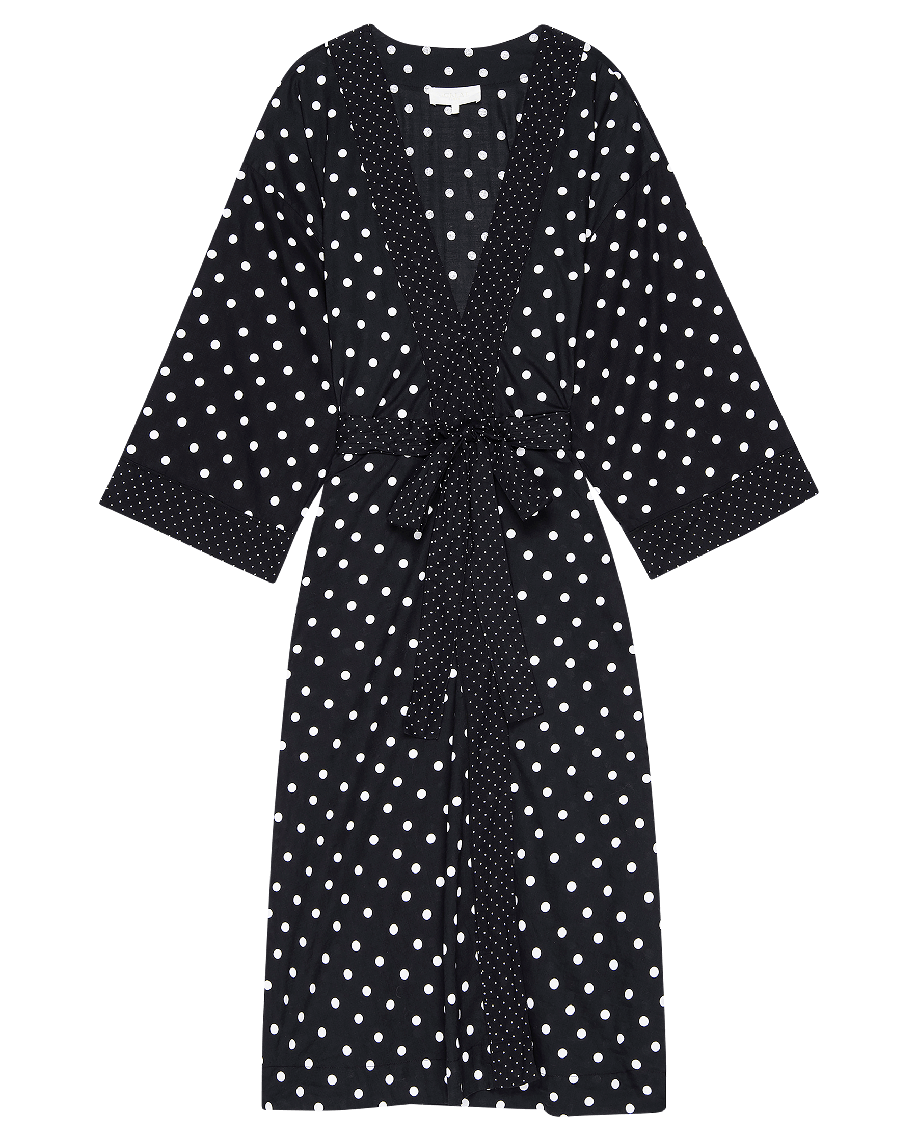 Black Mixed Polka Dot Robe for Women - Soft & Comfortable Loungewear for Relaxing at Home, Spa Days & Cozy Evenings