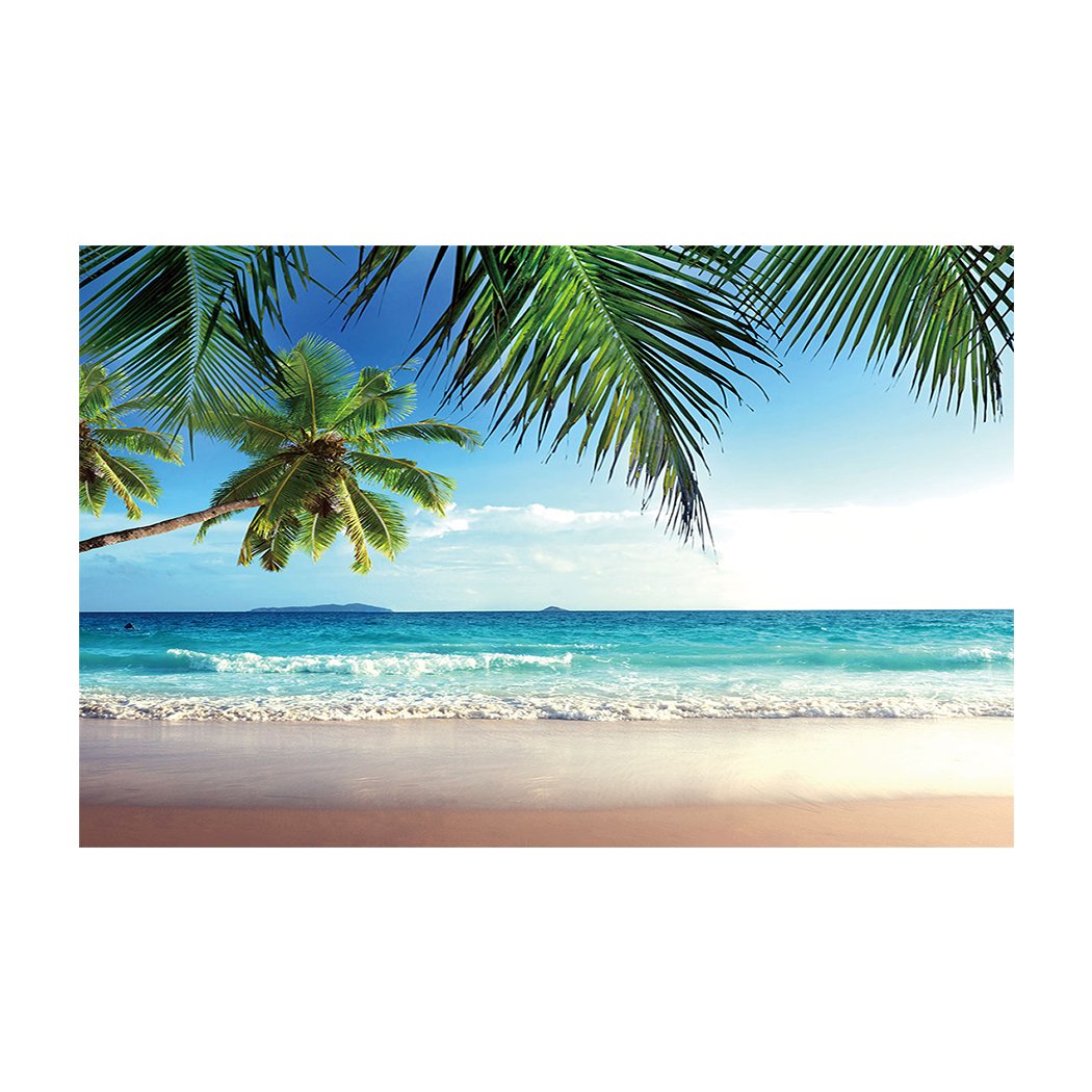 Premium PVC Fish Tank Background Sticker - Coconut Palm Trees Beach Aquarium Wallpaper Decoration (30