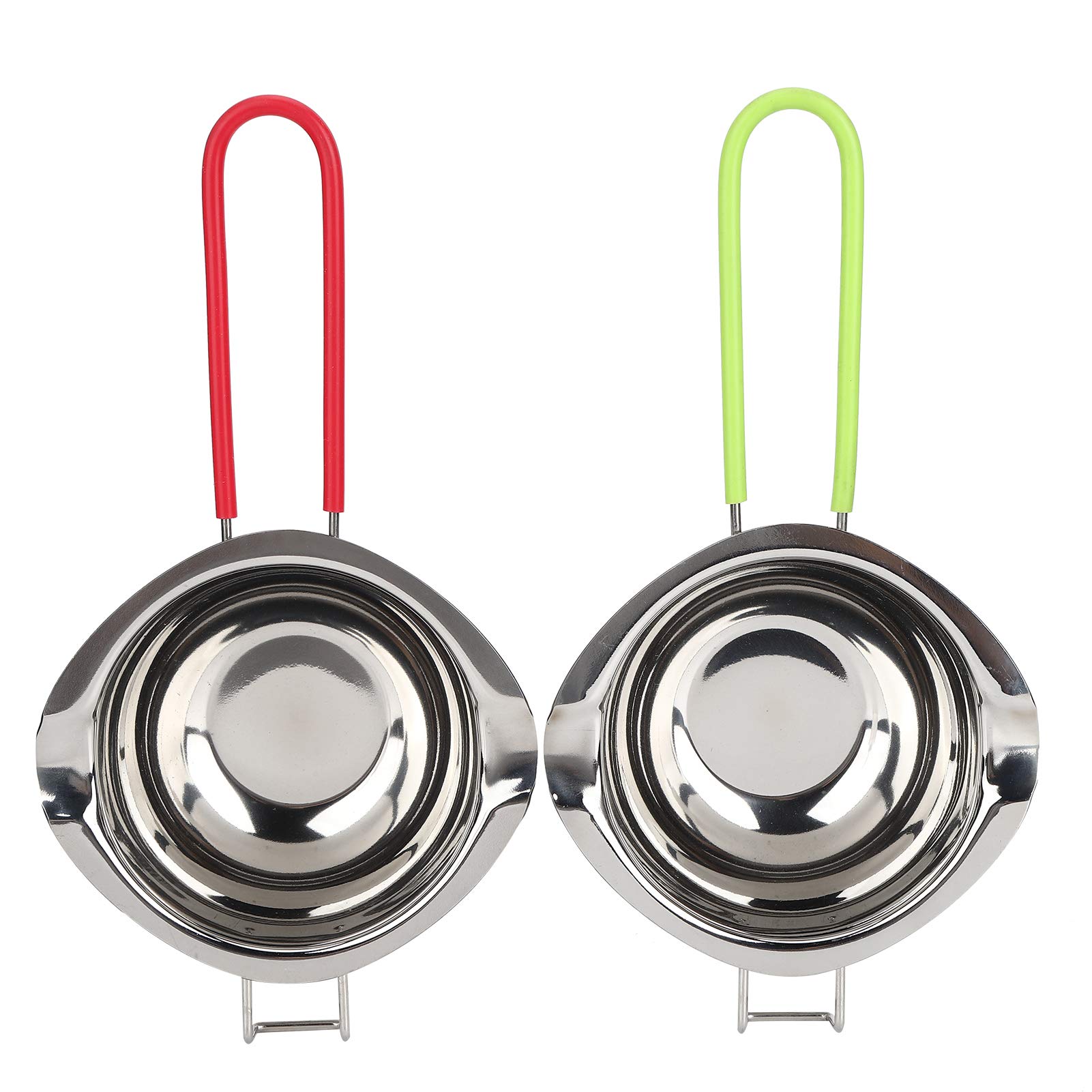 Premium Stainless Steel Long Handle Melting Pot - Stable Small Chocolate Melting Pot for Home Use (Green & Red) | Perfect for Candy Making, Fondue, Candle Crafting & DIY Projects