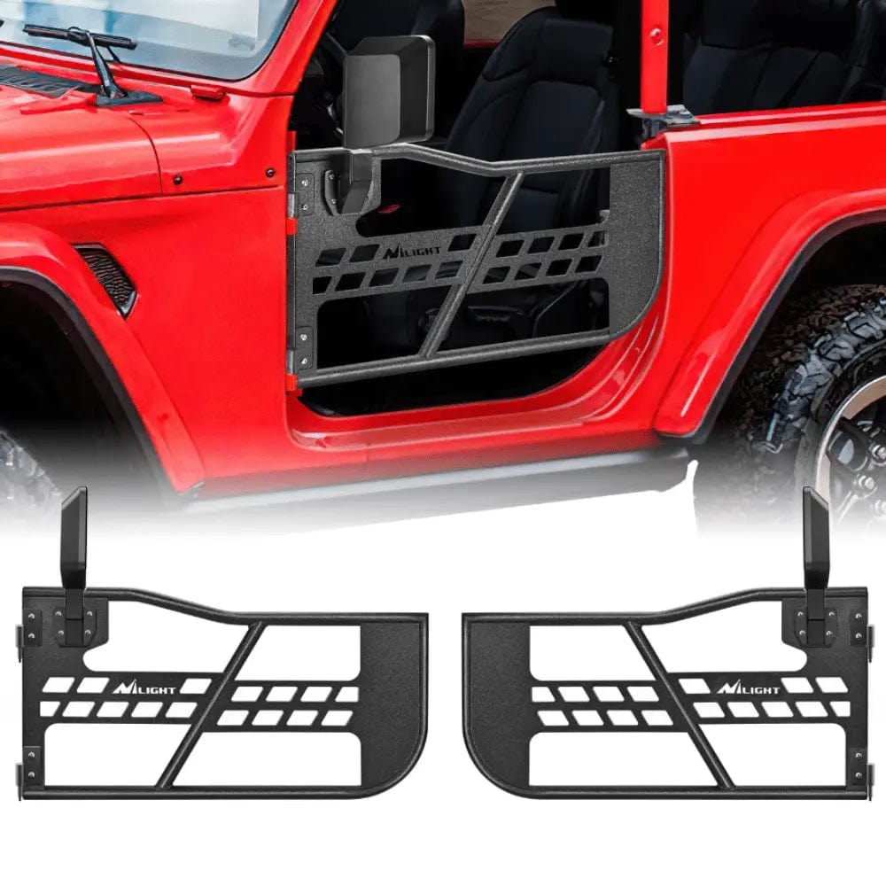 Jeep Wrangler JL & Gladiator JT Front Tubular Doors with Side Mirrors | Compatible with 2018-2023 Models | Off-Roading & Adventure Driving Accessories
