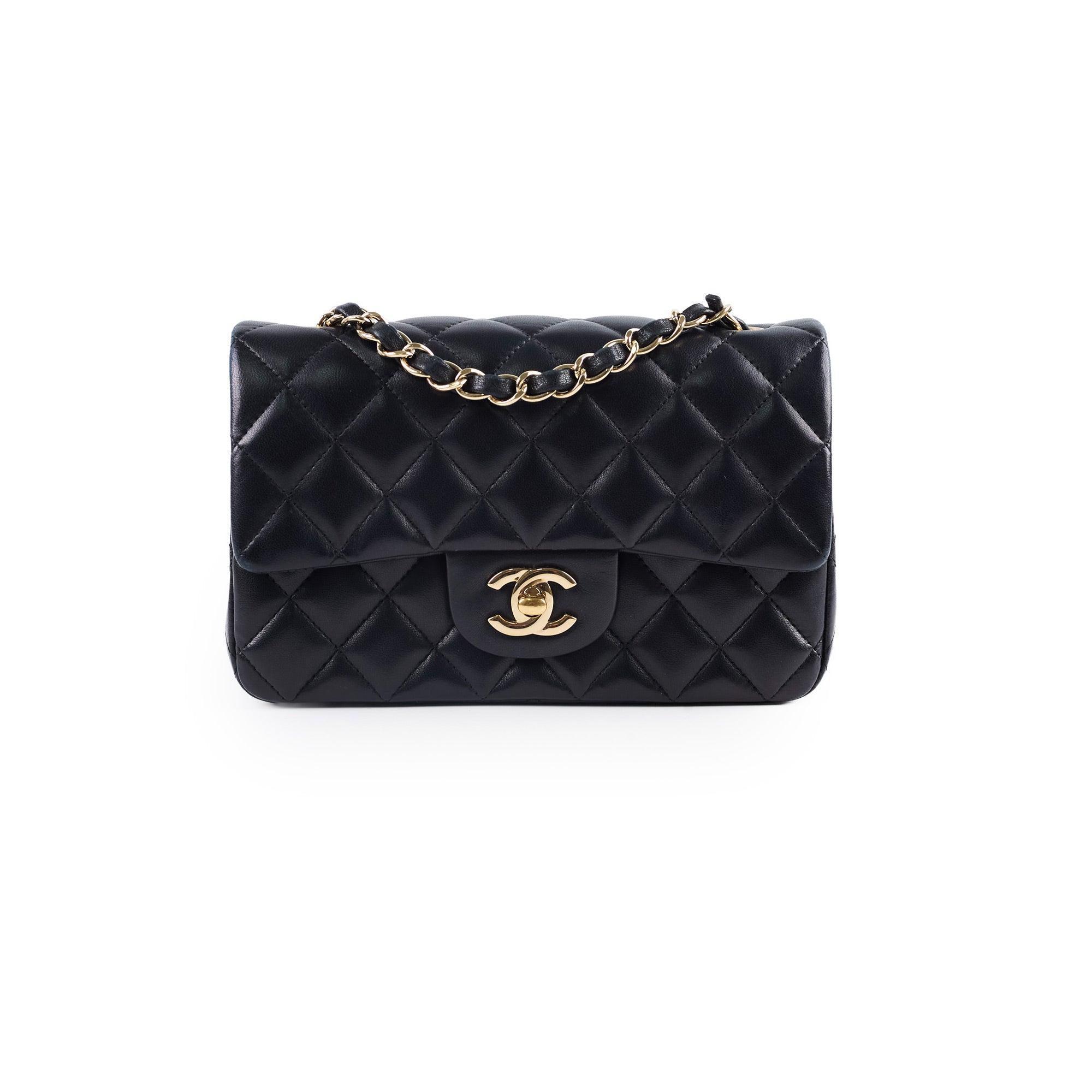 Chanel Mini Rectangle Lambskin Black Leather Flap Bag (23 Series) - Luxury Crossbody Purse for Women, Perfect for Evening Parties & Date Nights