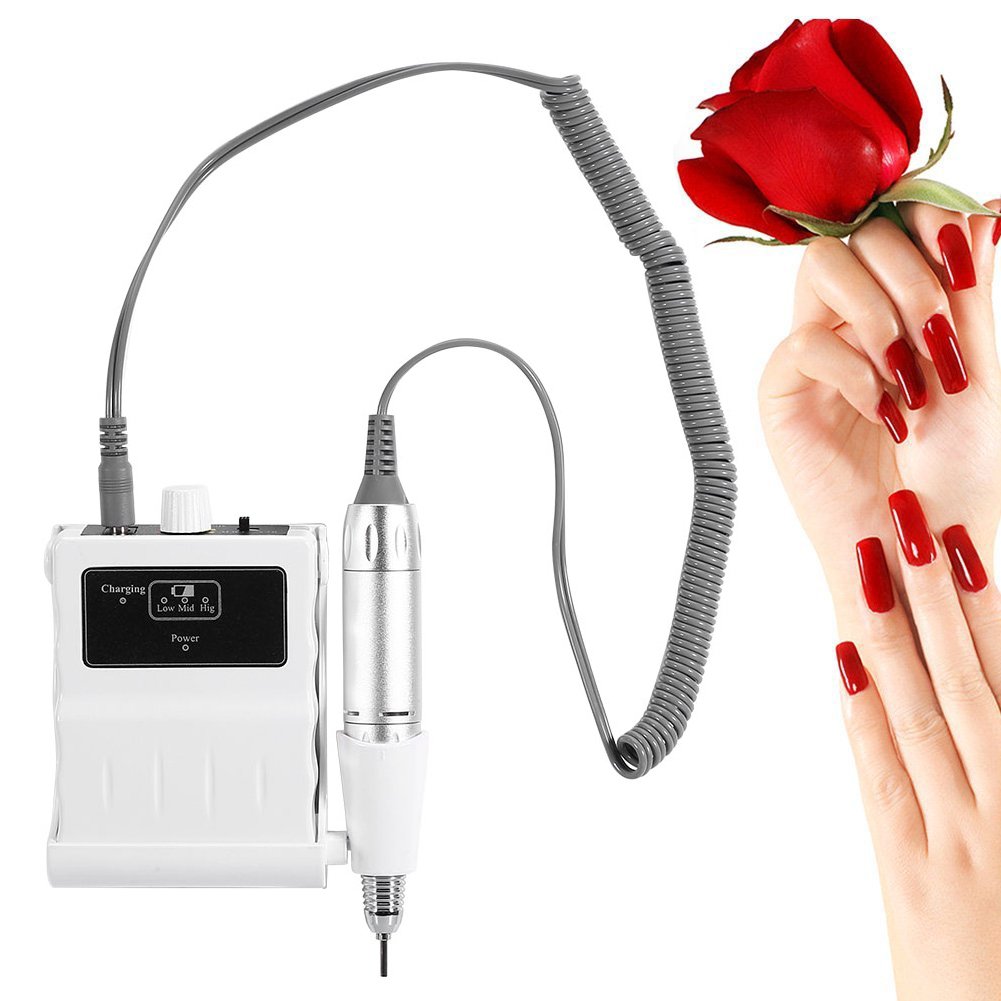 **30000 RPM Professional Nail Drill Machine - Rechargeable Portable E-File for Acrylic Nails, Manicure & Pedicure | Smooth Polishing Buffer & Nail Filer Tool Set for Home & Salon Use (White) | Perfect for DIY Nail Art, Gel Extensions & Nail Care**