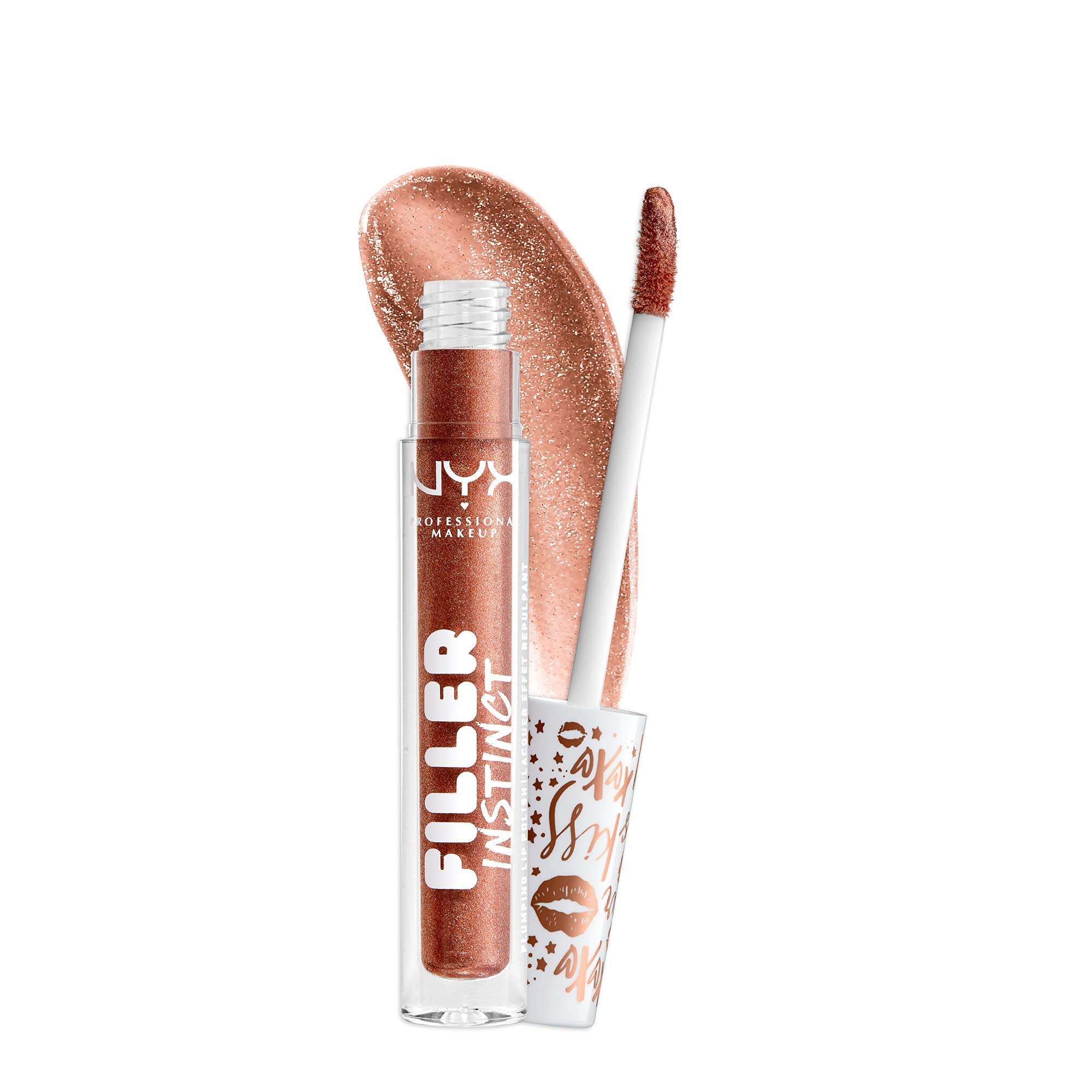 NYX PROFESSIONAL MAKEUP Filler Instinct Plumping Lip Polish - Volumizing Lip Gloss with Hydrating Formula, Bronze Gold Shade | Perfect for Date Night, Parties & Everyday Wear