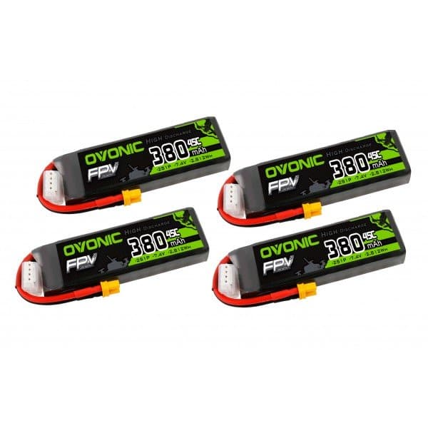Ovonic 380mAh 2S1P 7.4V 45C Lipo Battery Pack with XT30 Plug - Compatible with BetaFPV 2S Whoop Drones - Perfect for FPV Racing and Indoor Drone Flying