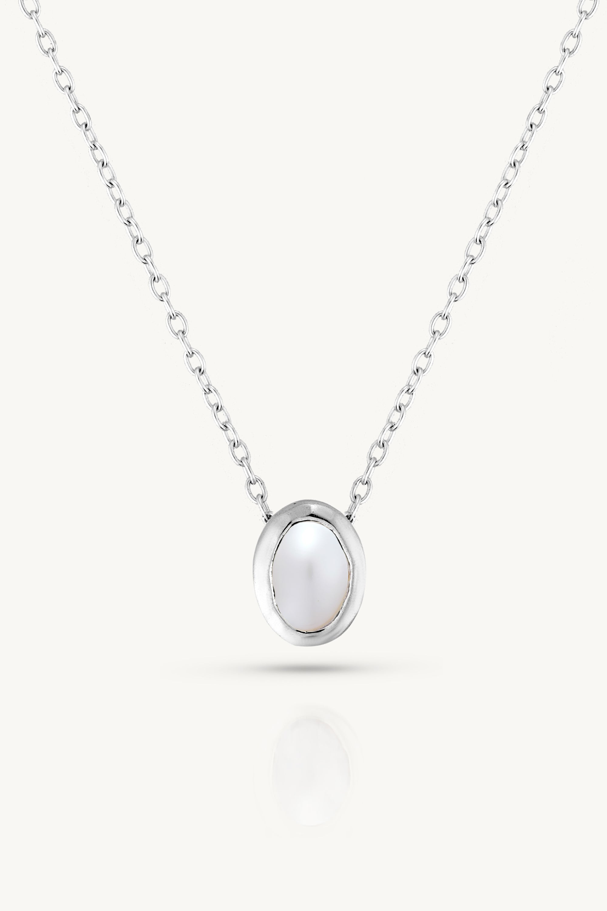 June Pearl Silver Oval Birthstone Necklace for Women - Elegant June Birthstone Jewelry Gift for Mom, Daughter, Birthday, Anniversary | Perfect for Weddings, Parties & Special Occasions