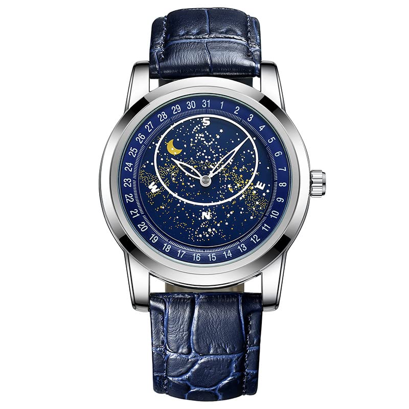 Luxury Automatic Men's Watch with Rotating Starry Sky Dial - Large Face, Waterproof, Luminous - Dress, Work & Sports Watch - Unique Gift for Men - Perfect for Formal Events, Outdoor Adventures & Daily Wear