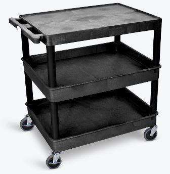 Luxor 3-Tier Large Gray Plastic Storage Cart with Wheels - Perfect for Home Organization, Office Supplies, or Garage Storage