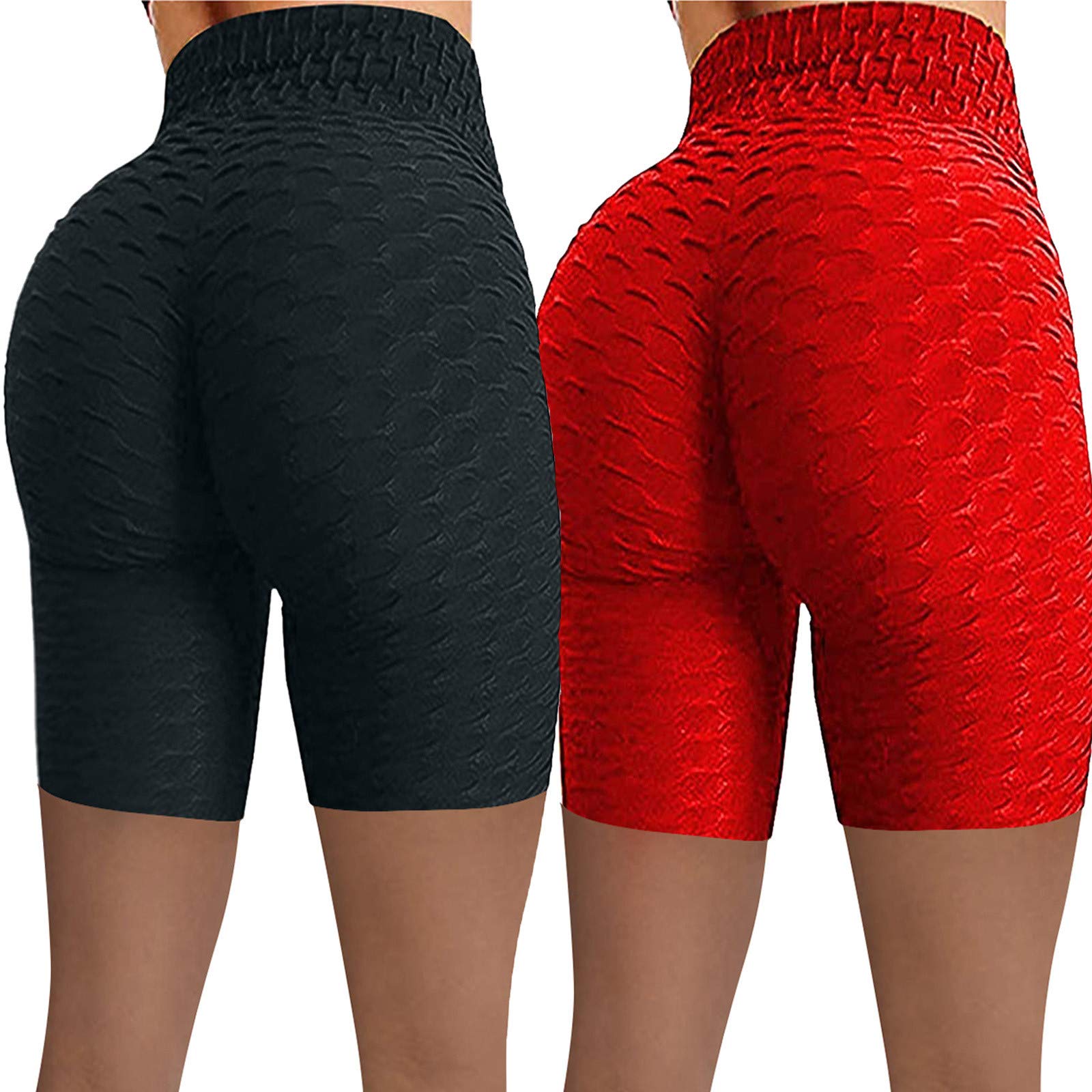 2PC Women's High Waist Yoga Shorts - Stretchy Wrinkle-Resistant Biker Pants for Running, Fitness & Yoga | Perfect for Gym, Workout & Lounge Wear